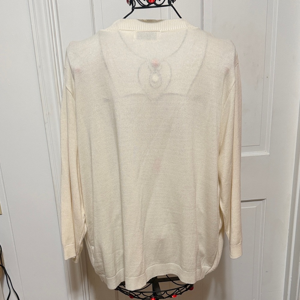 💕💕💕BOGOHO💕💕💕Alfred Dunner Cream Cardigan Sweater - Picture 9 of 10